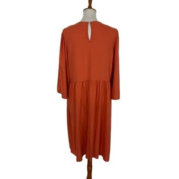 Wayward Francies eShakti Women’s Dress XL Orange Long Sleeve Flowy Boho - Picture 4 of 6